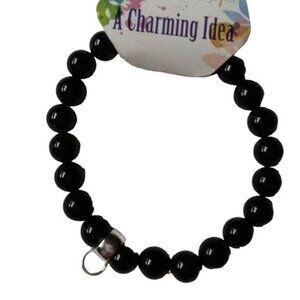 NEW Black Beaded Charm Bracelet